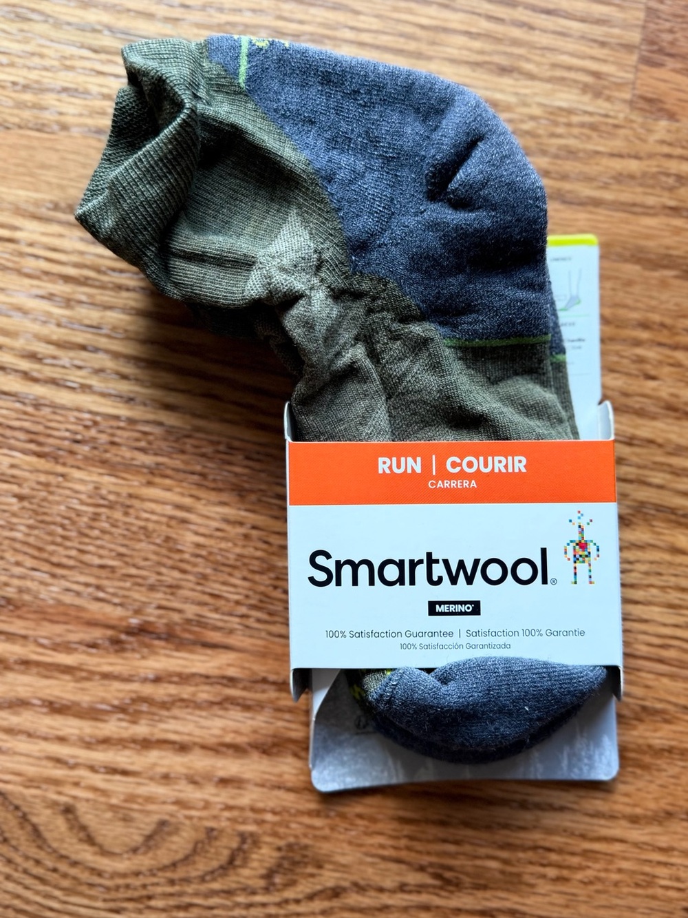 Smartwool Men’s Run Socks - Olive & Charcoal with Lime Accent